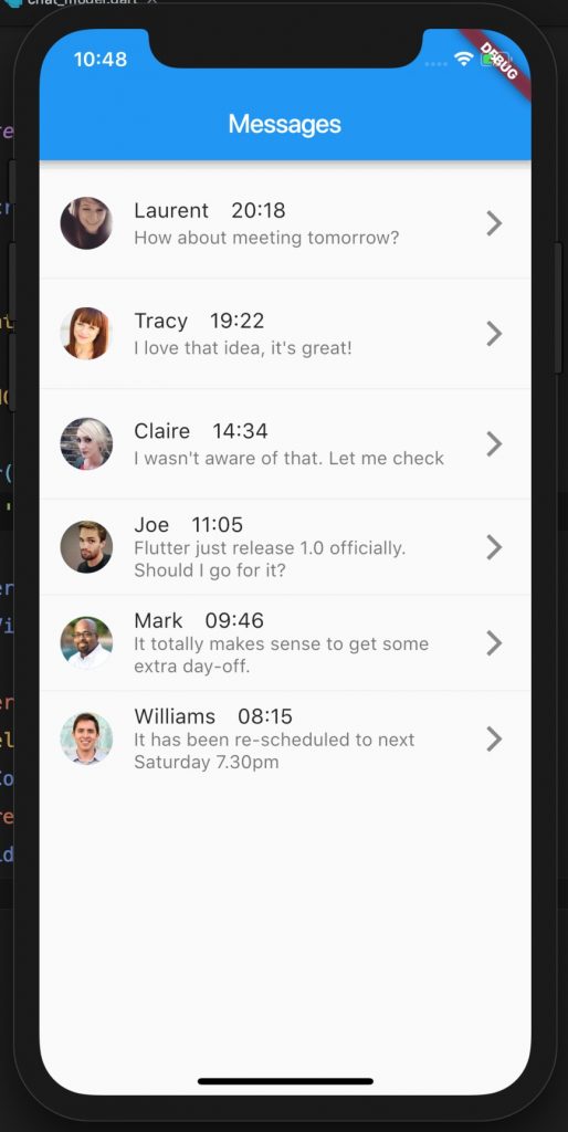 Basic message app UI